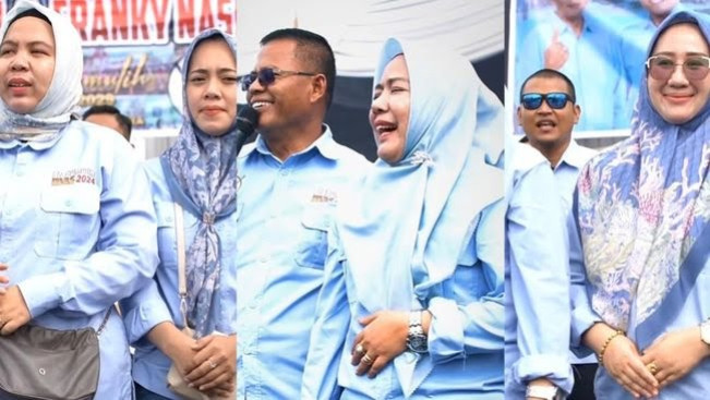 Arlan saat memperkenalkan keempat istrinya saat kampanye calon walikota Prabumulih. (Tangkapan layar video YouTube)